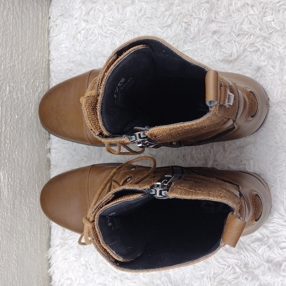 J75 by Jump Deploy Brown Faux Leather Canvas Round Cap Toe Lace Up Combat Boot - Picture 7 of 16